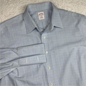 Brooks Brothers 346 Dress Shirt 16.5 x 33 Classic‎ French Cuff Blue And Yellow